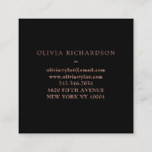 Zwarte Waterverf en Faux Roos Gold Leaves Vierkante Visitekaartje (Achterkant)