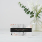 Zwarte Waterverf en Faux Roos Gold Leaves Visitekaartje (Staand voorkant)