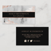 Zwarte Waterverf en Faux Roos Gold Leaves Visitekaartje (Voorkant / Achterkant)