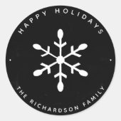 Zwarte Waterverf en witte sneeuwvlok | Kerstmis Ronde Sticker (Voorkant)