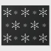 Zwarte Waterverf en witte sneeuwvlokken | Kerstmis Cadeaupapier (Vlak)