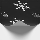 Zwarte Waterverf en witte sneeuwvlokken | Kerstmis Cadeaupapier (Hoek)