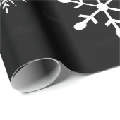 Zwarte Waterverf en witte sneeuwvlokken | Kerstmis Cadeaupapier (Rol Hoek)
