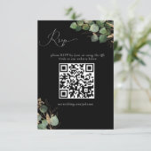 Zwarte Waterverf Eucalyptus QR Code Response Kaart (Staand voorkant)