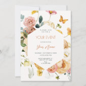 Zwarte Waterverf floral elegant Kaart (Voorkant)