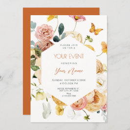 Zwarte Waterverf floral elegant Kaart