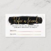 Zwarte Waterverf Gold Glitter Beauty-referentiekaa Aanbevelingskaartje (Voorkant)