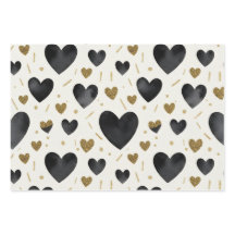 Zwarte waterverf & gouden glitter harten