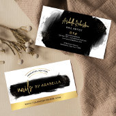 Zwarte Waterverf Gouden Glitter Manicure Nail Arti Visitekaartje