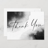Zwarte waterverf handgeschreven script bedankt briefkaart (Voorkant / Achterkant)
