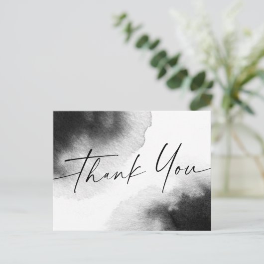 Zwarte waterverf handgeschreven script bedankt briefkaart (Staand voorkant)