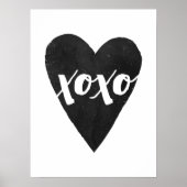 Zwarte Waterverf Hart XOXO Valentijnsdag Art Poster (Voorkant)
