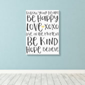 Zwarte Waterverf Inspirerend woorden Gold Heart Canvas Afdruk (Insitu (Houten vloer))