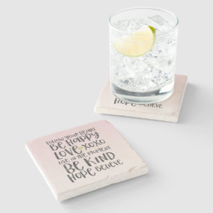 Zwarte Waterverf Inspirerend woorden Gold Heart Stenen Onderzetter