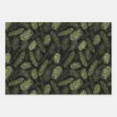 Zwarte waterverf kerstpatronen set inpakpapier vel (Voorkant 3)