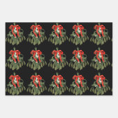 Zwarte waterverf kerstpatronen set inpakpapier vel (Voorkant)