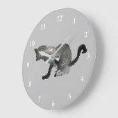 Zwarte waterverf keukenkat grote klok (Hoek)