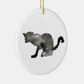 Zwarte waterverf keukenkat keramisch ornament (Rechts)