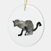 Zwarte waterverf keukenkat keramisch ornament (Links)