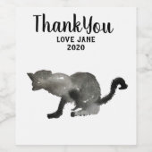 Zwarte waterverf keukenkat wijn etiket (Enkel label)