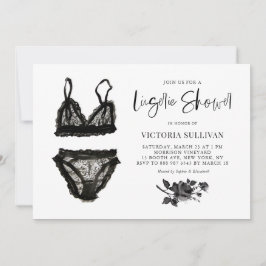 Zwarte Waterverf Lace Lingerie Vrijgezellenfeest Kaart