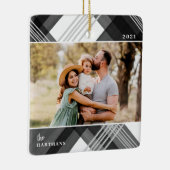 Zwarte Waterverf met schilfers kerstfoto  Keramisch Ornament (Rechts)