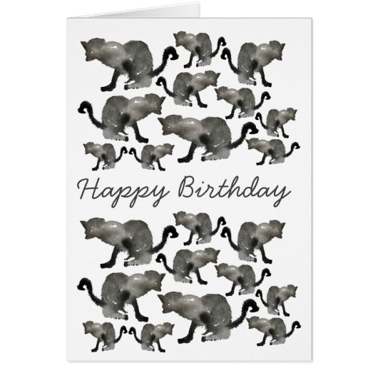 Zwarte waterverf monochrome kat (Voorkant)