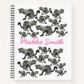 Zwarte waterverf monochrome kat notitieboek (Voorkant)