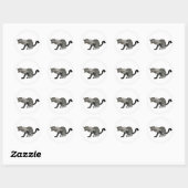 Zwarte waterverf monochrome kat ronde sticker (Vel)