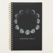 Zwarte Waterverf Moon Phases Personeelsformaten Planner (Voorkant)