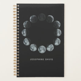 Zwarte Waterverf Moon Phases Personeelsformaten Planner