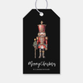 Zwarte Waterverf Notenkraker Kerstcadeau Cadeaulabel (Voorkant)
