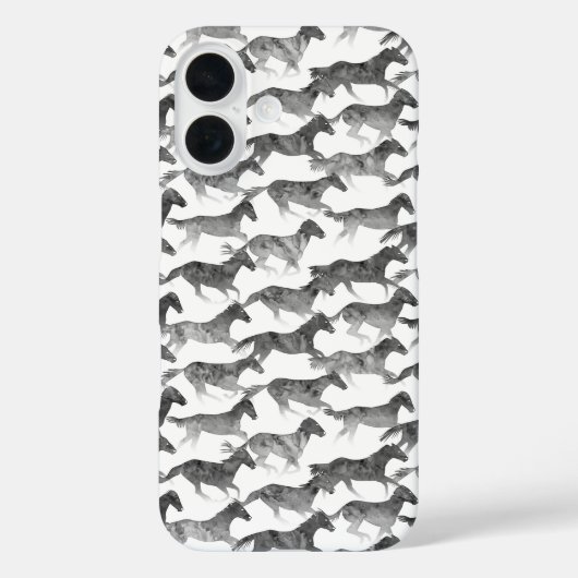 Zwarte Waterverf paarden Case-Mate iPhone Case (Achterkant)
