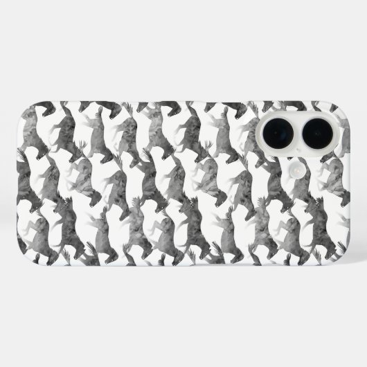 Zwarte Waterverf paarden Case-Mate iPhone Case (Achterkant (horizontaal))