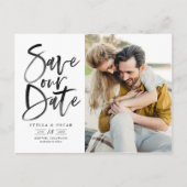 Zwarte Waterverf penseelkalligrafie bespaart onze  Aankondigingskaart (Voorkant)