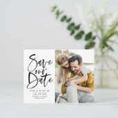 Zwarte Waterverf penseelkalligrafie bespaart onze  Aankondigingskaart (Staand voorkant)