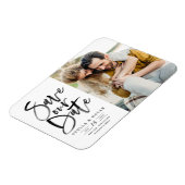 Zwarte Waterverf penseelkalligrafie bespaart onze  Magneet (Linkerzijde)