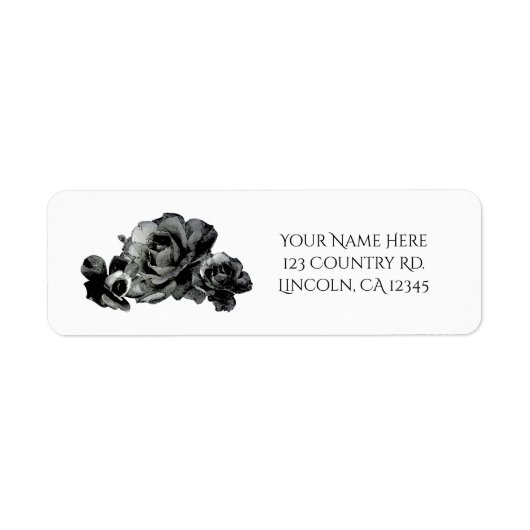 Zwarte Waterverf Rozen Elegant Wedding Favor Etiket (Voorkant)