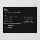 Zwarte Waterverf Rozen Elegant Wedding RSVP Uitnodiging Briefkaart (Achterkant)
