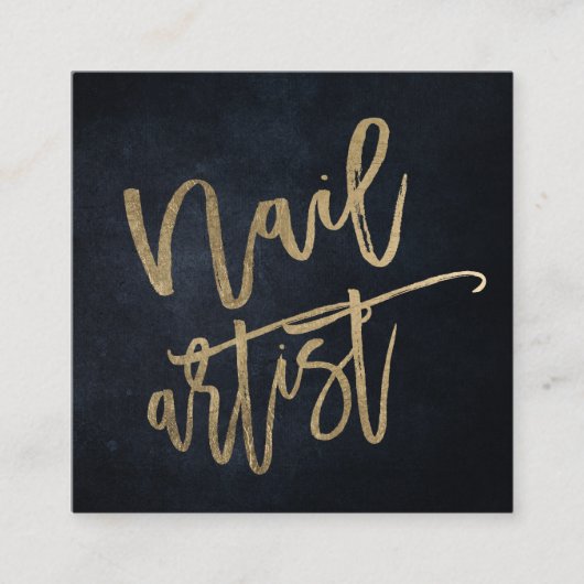 Zwarte waterverf van de goudtipografie van de kuns vierkante visitekaartje (Voorkant)