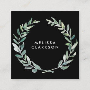 zwarte waterverf vierkante visitekaartje