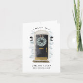 Zwarte Waterverf voor deur & groot dank Bedankkaart (Voorkant)