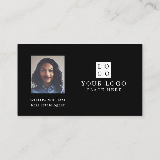 Zwarte Waterverf Voorste deur Breedfoto & Logo Visitekaartje (Achterkant)