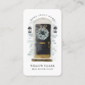 Zwarte Waterverf Voorste deur met Real Estate Visitekaartje (Voorkant)
