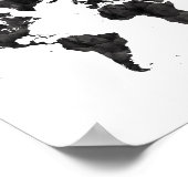 Zwarte Waterverf Wereldkaart Grunge Art Reizen Poster (Hoek)