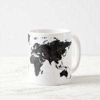 Zwarte Waterverf Wereldkaart Reizigerritje