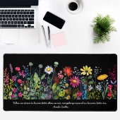 Zwarte Waterverf Wildbloemen Quotes Desk Mat