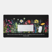 Zwarte Waterverf Wildbloemen Quotes Desk Mat (Keyboard & Muis)