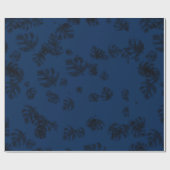 Zwarte waterverven zwarte bladeren cadeaupapier (Vlak)