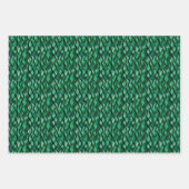 Zwarte Wavy lijnen op groene Waterverf Inpakpapier Vel (Voorkant 2)